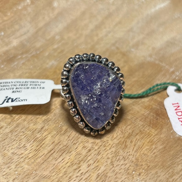 NWT JTV Free Form Blue Purple Rough Tanzanite Sterling Silver Ring
